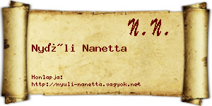 Nyúli Nanetta névjegykártya
